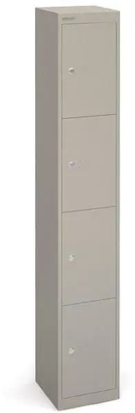 Bisley 4-Door Lockers: Grey, 305mm Deep with 5-Year Guarantee